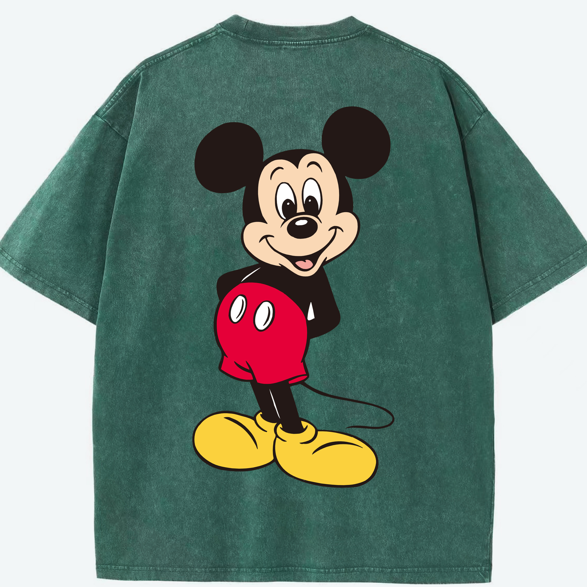 （画像用） ミッキーマウス Mickey Mouse 綿100% ヴィンテージ風 半袖Tシャツ（背面プリント）